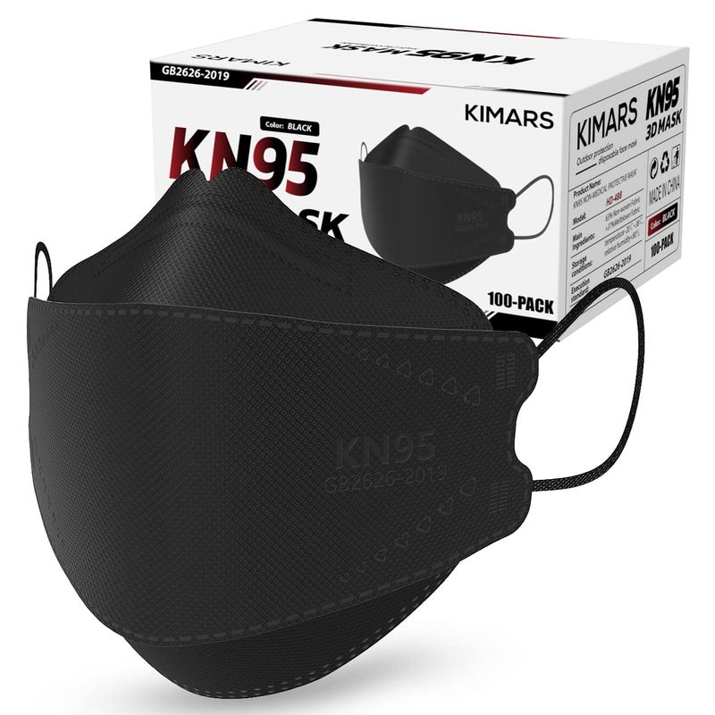 KIMARS KN95 Face Masks 100 Pack, Breathable Comfortable and Disposable KN95 Mask, Black - Image 1